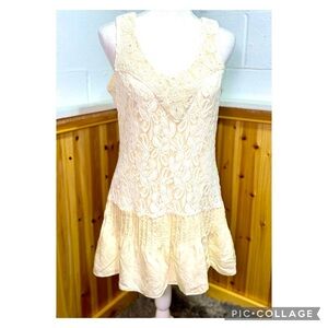 ALYN PAIGE Womens Cream Lace Tank Top Dress Size 9/10